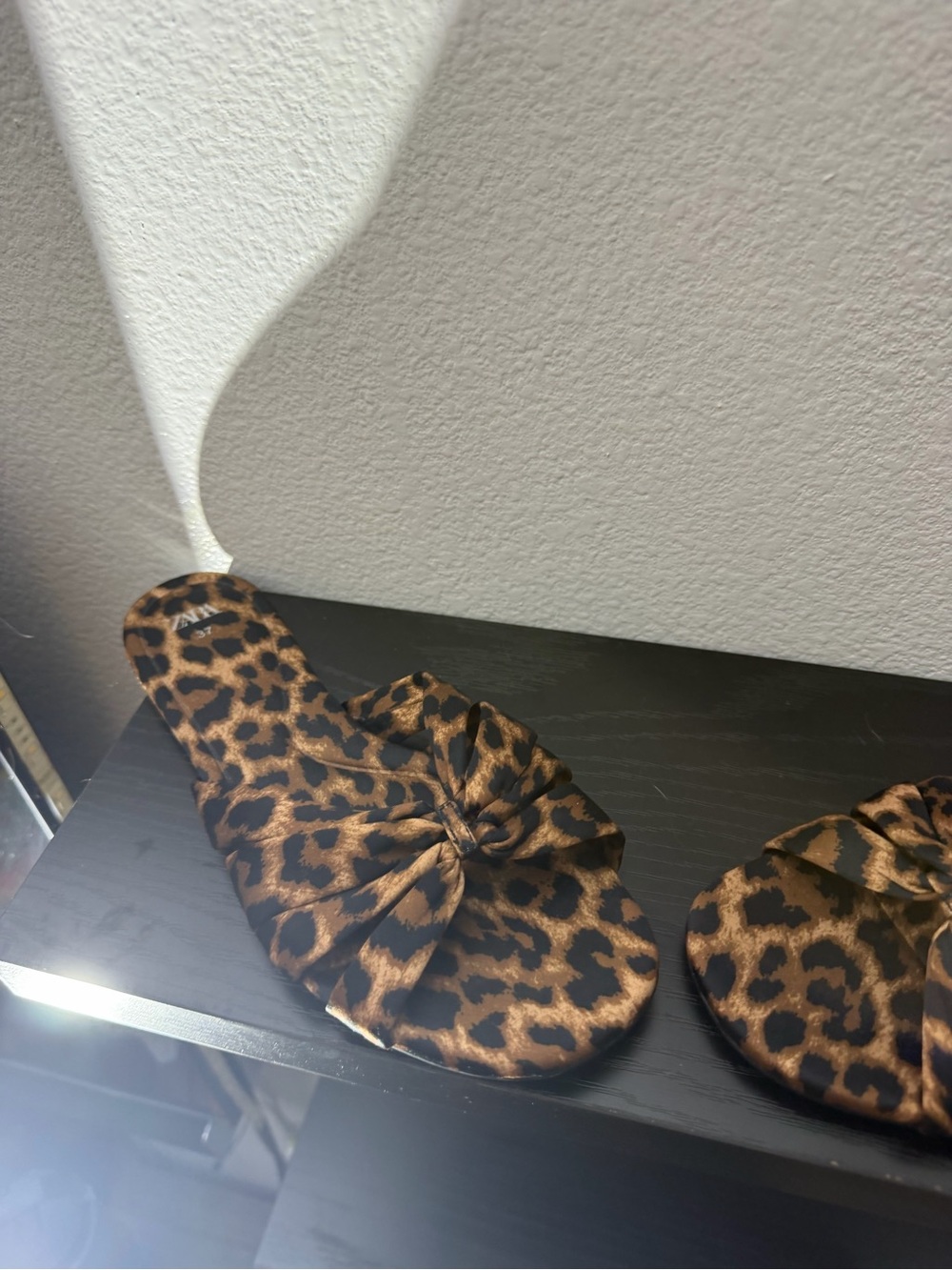 Zara Leopard Print Knot Slide Sandals - Brown & Black